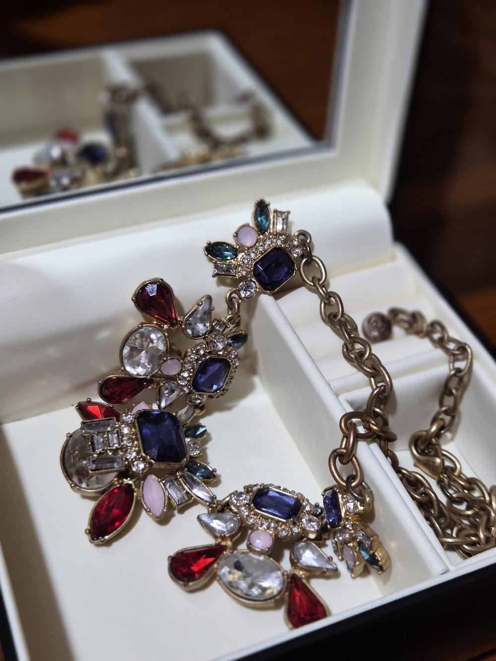 LOFT Multicolor Crystal Bib Necklace with Gold-Tone Chain